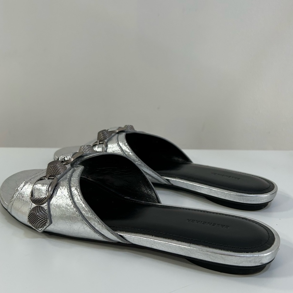 Balenciaga Cagole metallic silver sandals - Picture 4 of 5